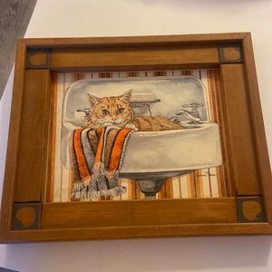 Vintage Lynn Bean Cat  artwork wall hanging